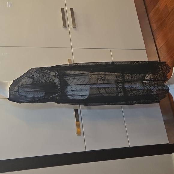 Free People Sheer Crochet Lace Embroidered Maxi Dress Top Black Size Small - Picture 4 of 12